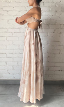 Womens | Ryan Viscose Crepe Flat Chiffon Long Dress | Light Brown
