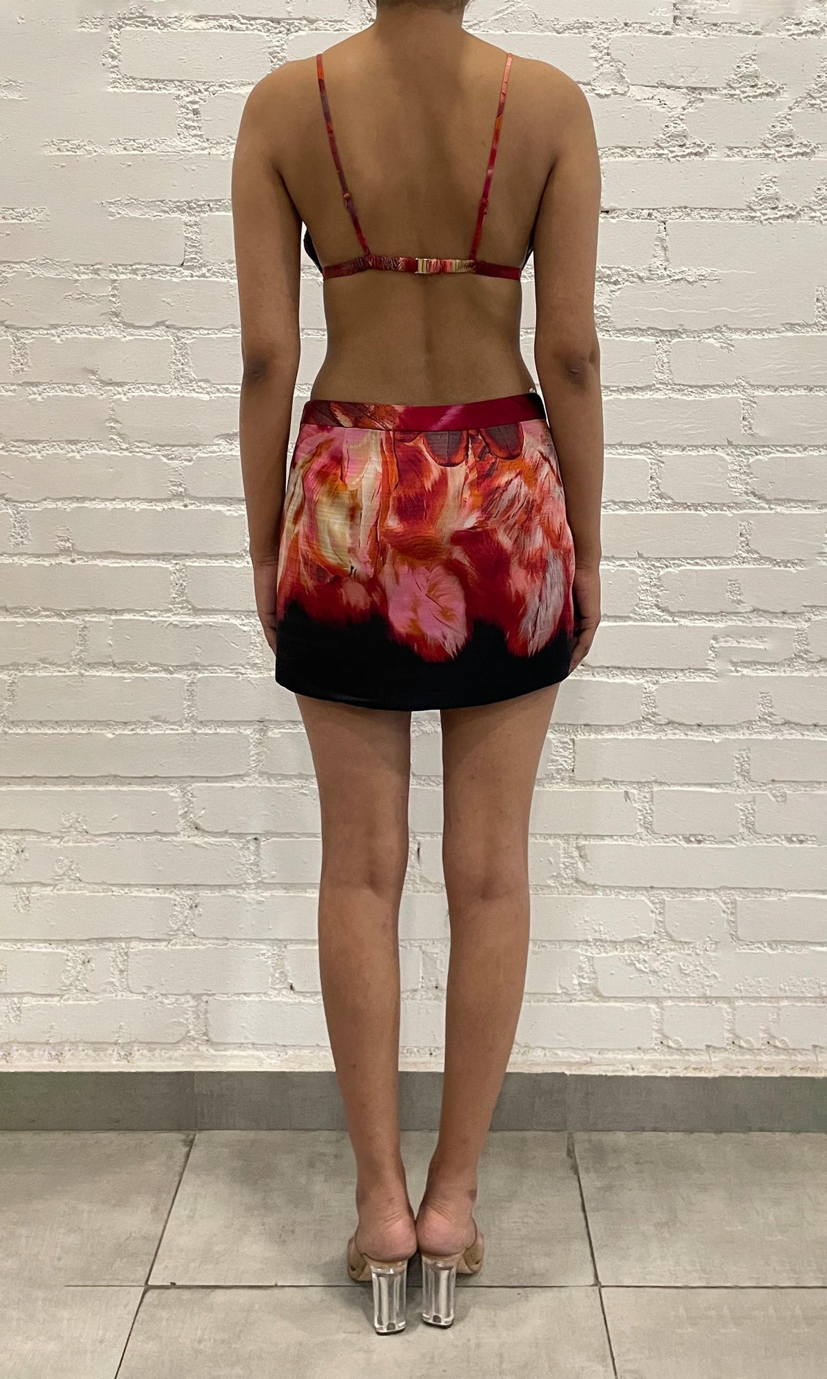 Womens | Shia Viscose Satin Beaded Bralette | Black Pink Multi