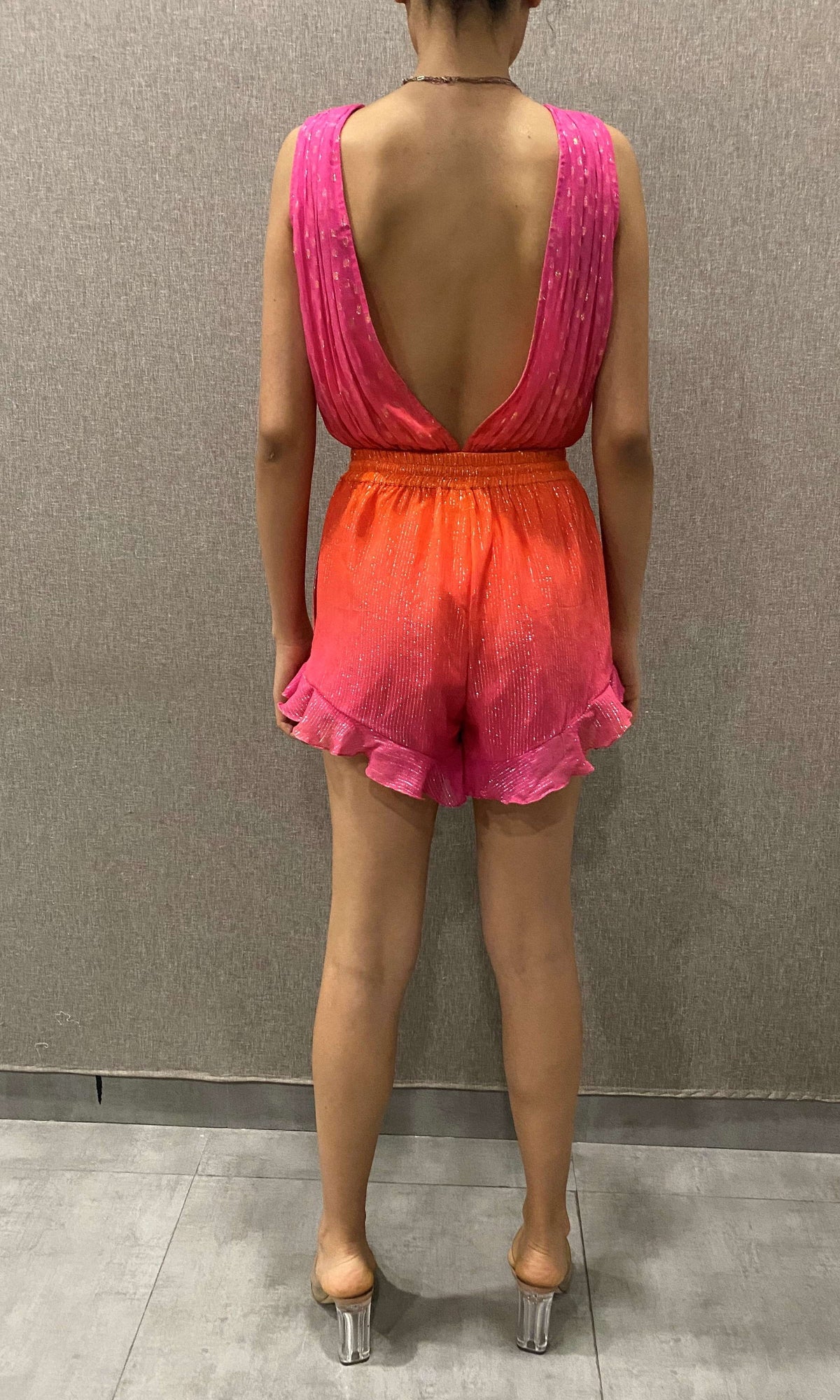 Rococo Sand | Skye Gold Dot Lurex Georgette Top | Pink