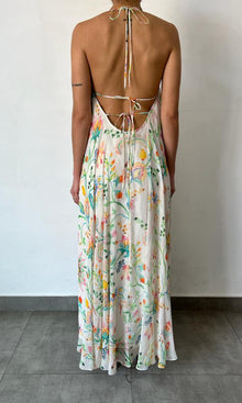 Rococo Sand | Susan Viscose Georgette Cosmic Lurex High Low Maxi Dress | White