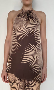 Rococo Sand | Taro Viscose Satin Halter Neck Top | Brown