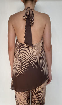 Rococo Sand | Taro Viscose Satin Halter Neck Top | Brown