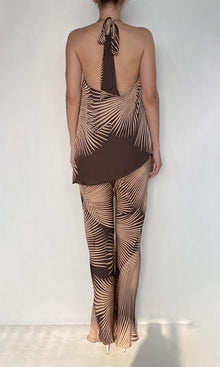 Rococo Sand | Taro Viscose Satin Halter Neck Top | Brown