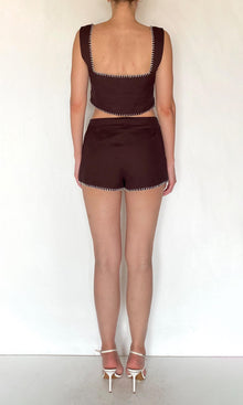 Womens | Zin Linen Cotton Square Neck Boxy Top | Brown