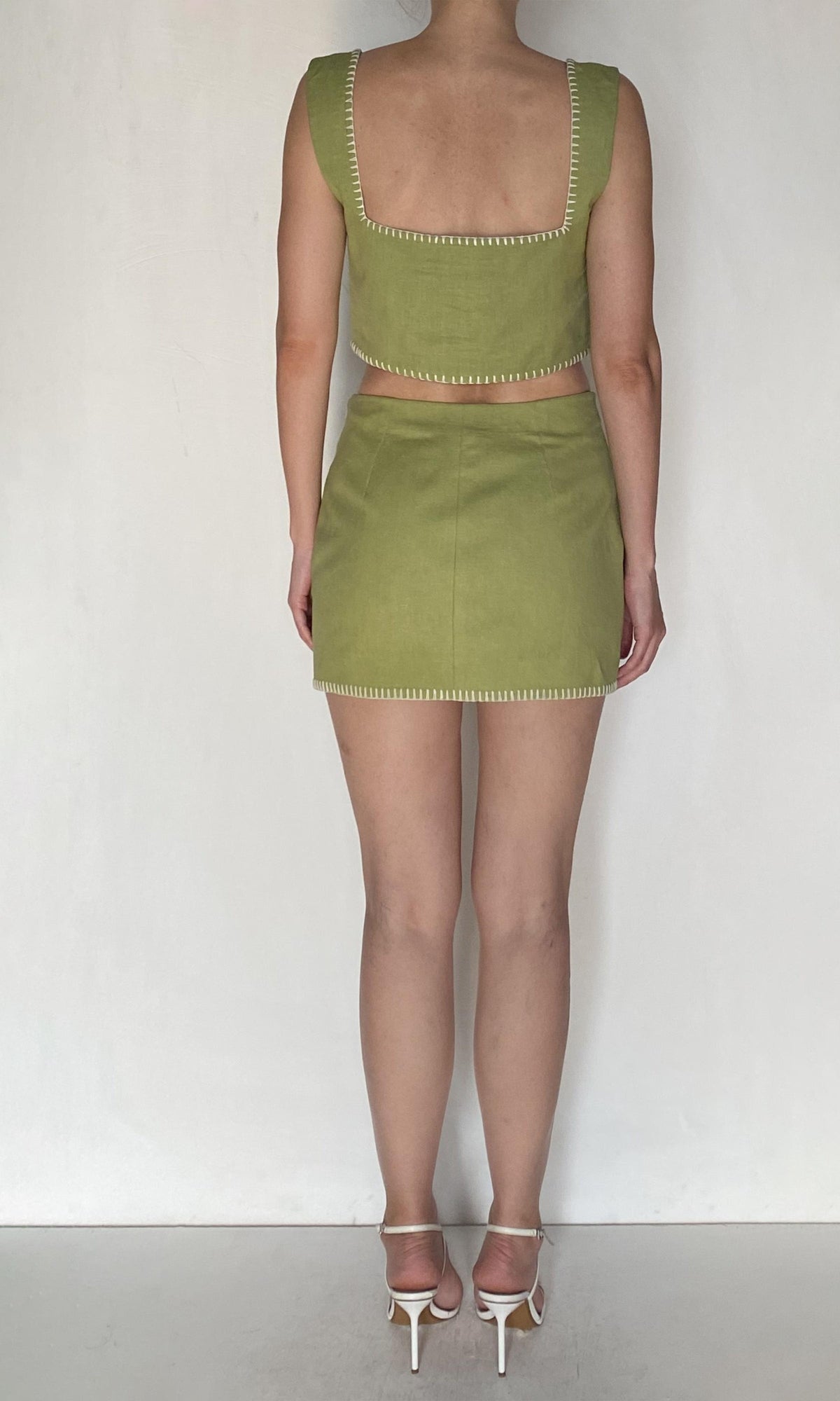 Womens | Zin Linen Cotton Square Neck Boxy Top | Green