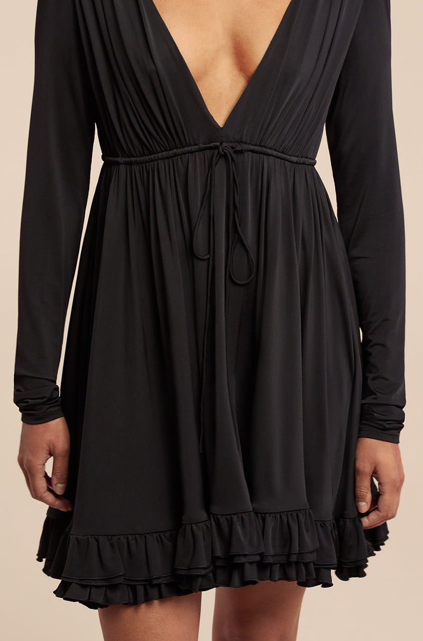 Babydoll Long Sleeve Dress | Black