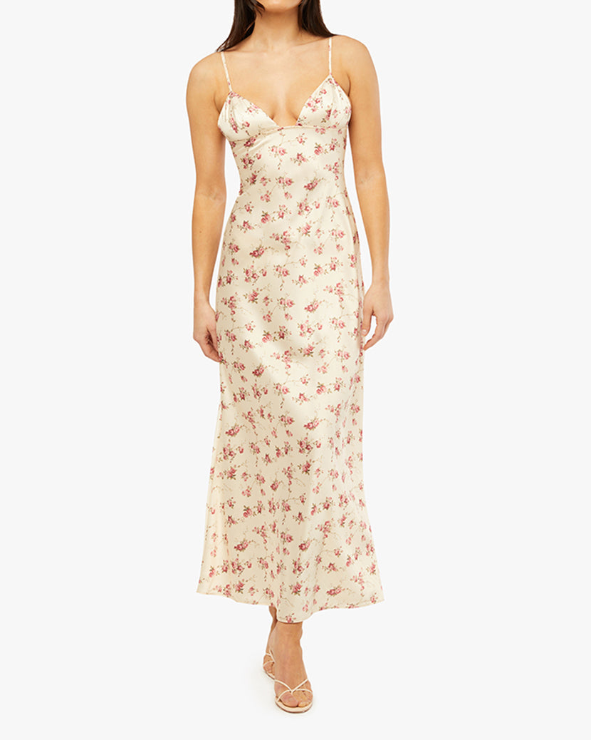 V Front Midi Dress | Antique White