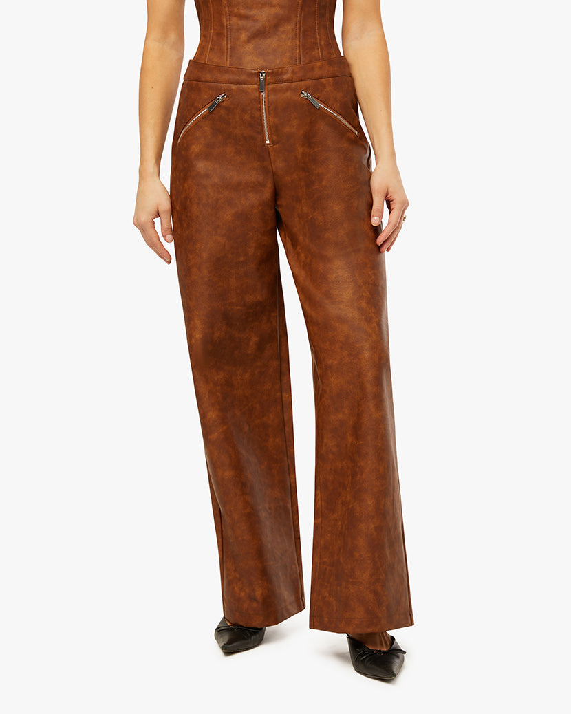 Zipper Fly Pant | Brown