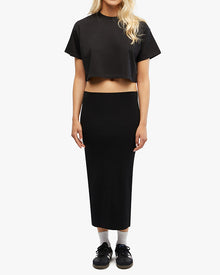 Rib Midi Skirt | Black