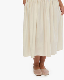 Smocked Drop Waist Midi Dress | Ivory