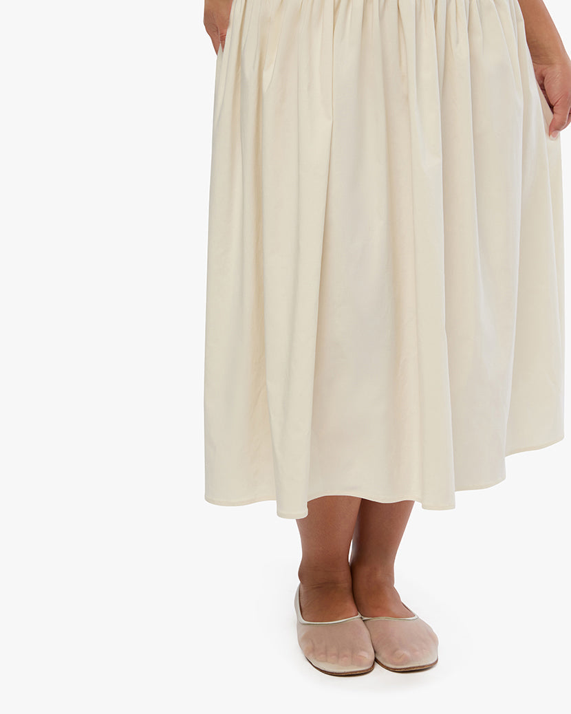 Smocked Drop Waist Midi Dress | Ivory