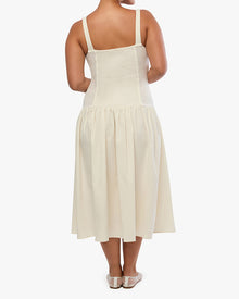 Smocked Drop Waist Midi Dress | Ivory
