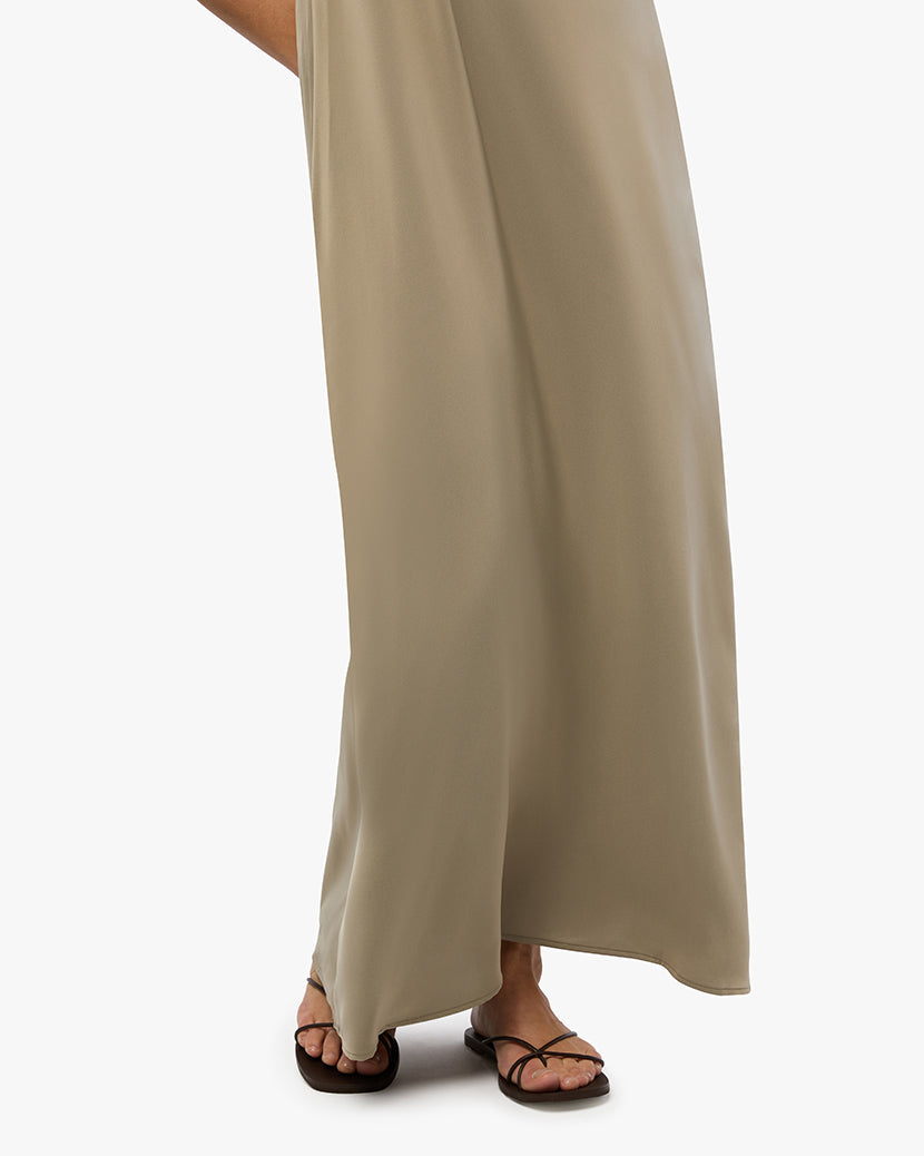 Halter Deep V Maxi Dress | Plaza Taupe