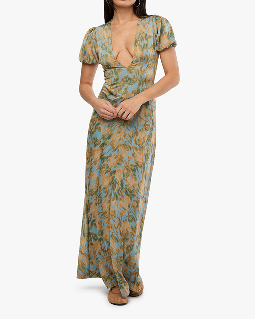 Puff Sleeve Maxi Dress | Dream Blue
