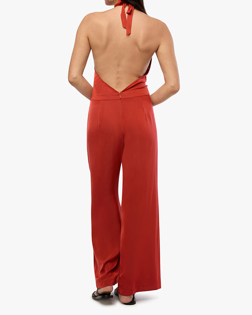Halter Jumpsuit | Vibrant Red
