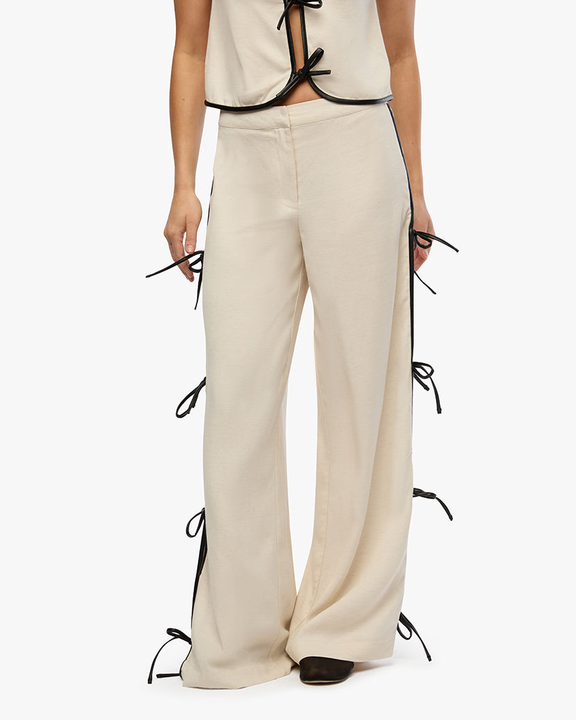 Tie Slit Pant | Ivory/Black