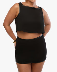 Cropped Square Neck Top | Black