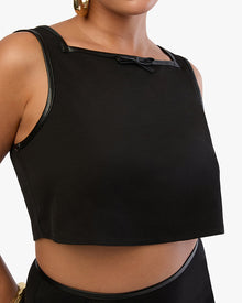 Cropped Square Neck Top | Black