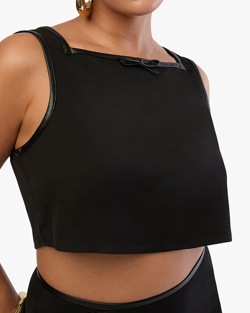 Cropped Square Neck Top | Black