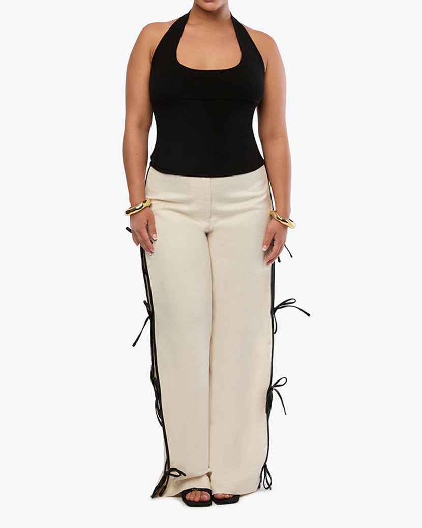 Scoop Neck Halter Tank | Black