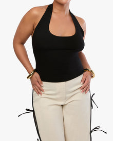 Scoop Neck Halter Tank | Black