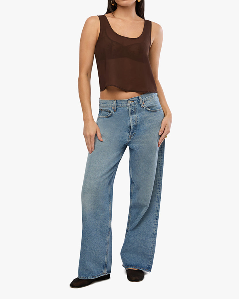 Square Neck Chiffon Tank | Muted Eggplant