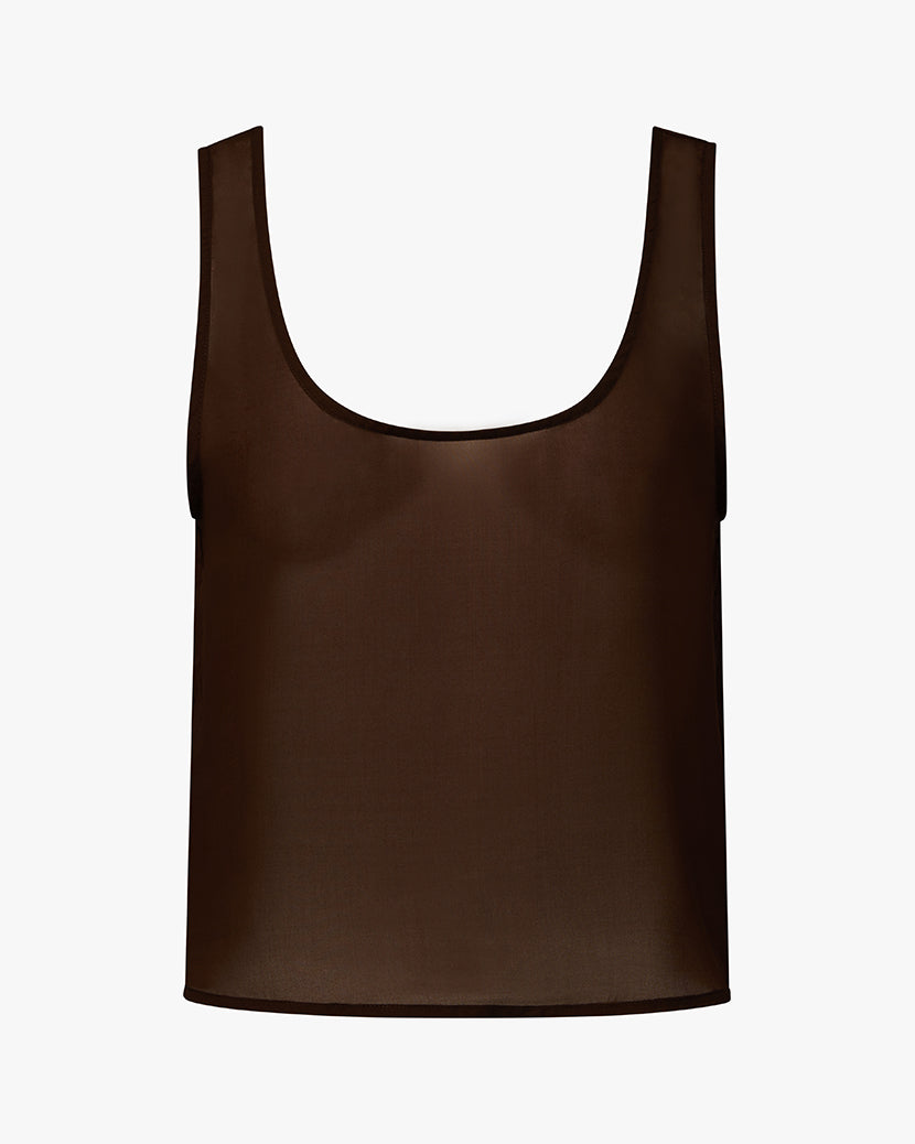 Square Neck Chiffon Tank | Muted Eggplant