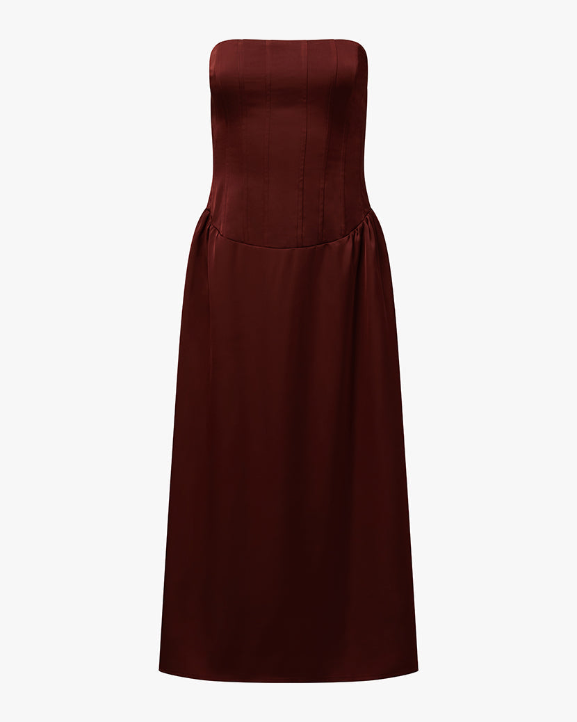 Corset Column Midi Dress | Russet