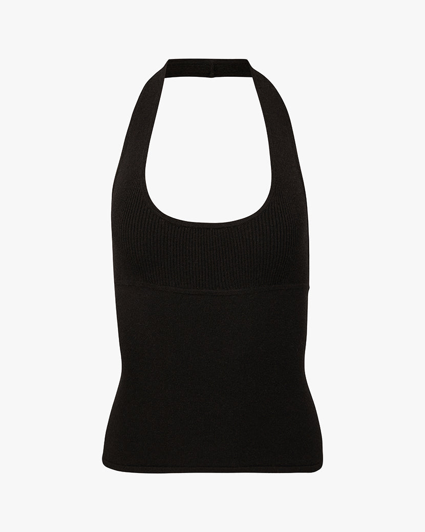 Scoop Neck Halter Tank | Black