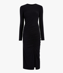 Another Tomorrow Ruched Long Sleeve Dress in Black – Cotton Women's Dress