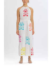 Rainbow Embroidered High Neck Jumpsuit | Rainbow/Multi