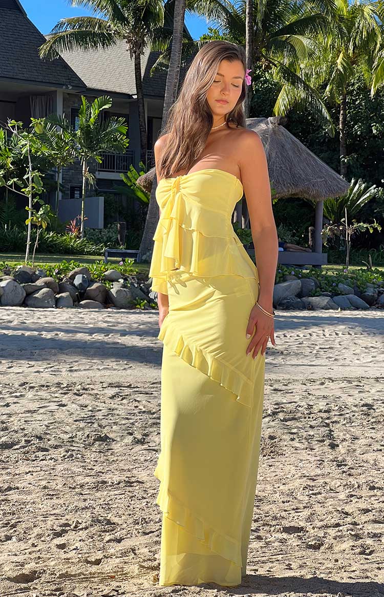 Raleigh Ruffle Maxi Skirt | Yellow