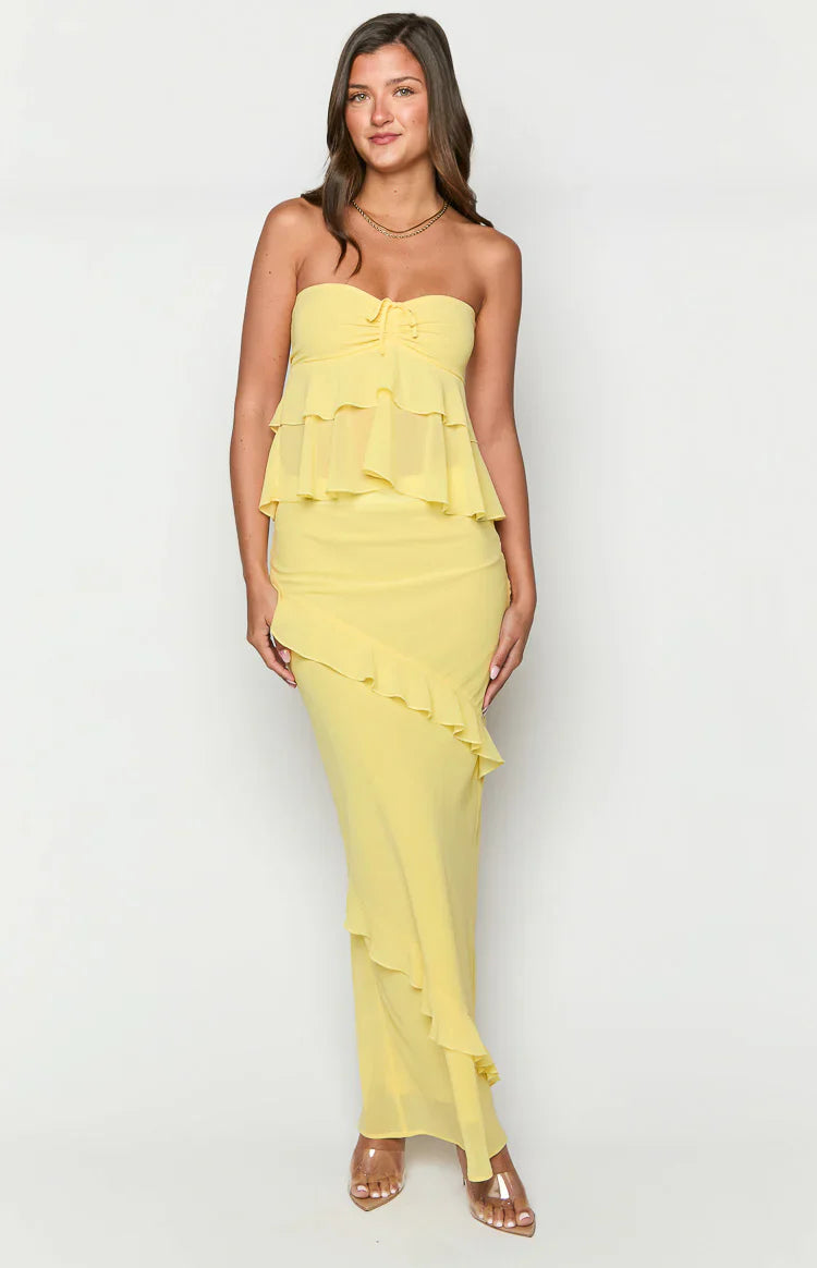 Raleigh Ruffle Maxi Skirt | Yellow