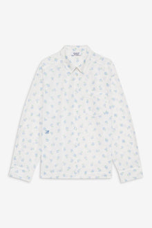 Ralph Poplin Sleep Shirt in Periwinkle  Blue and White Floral Print
