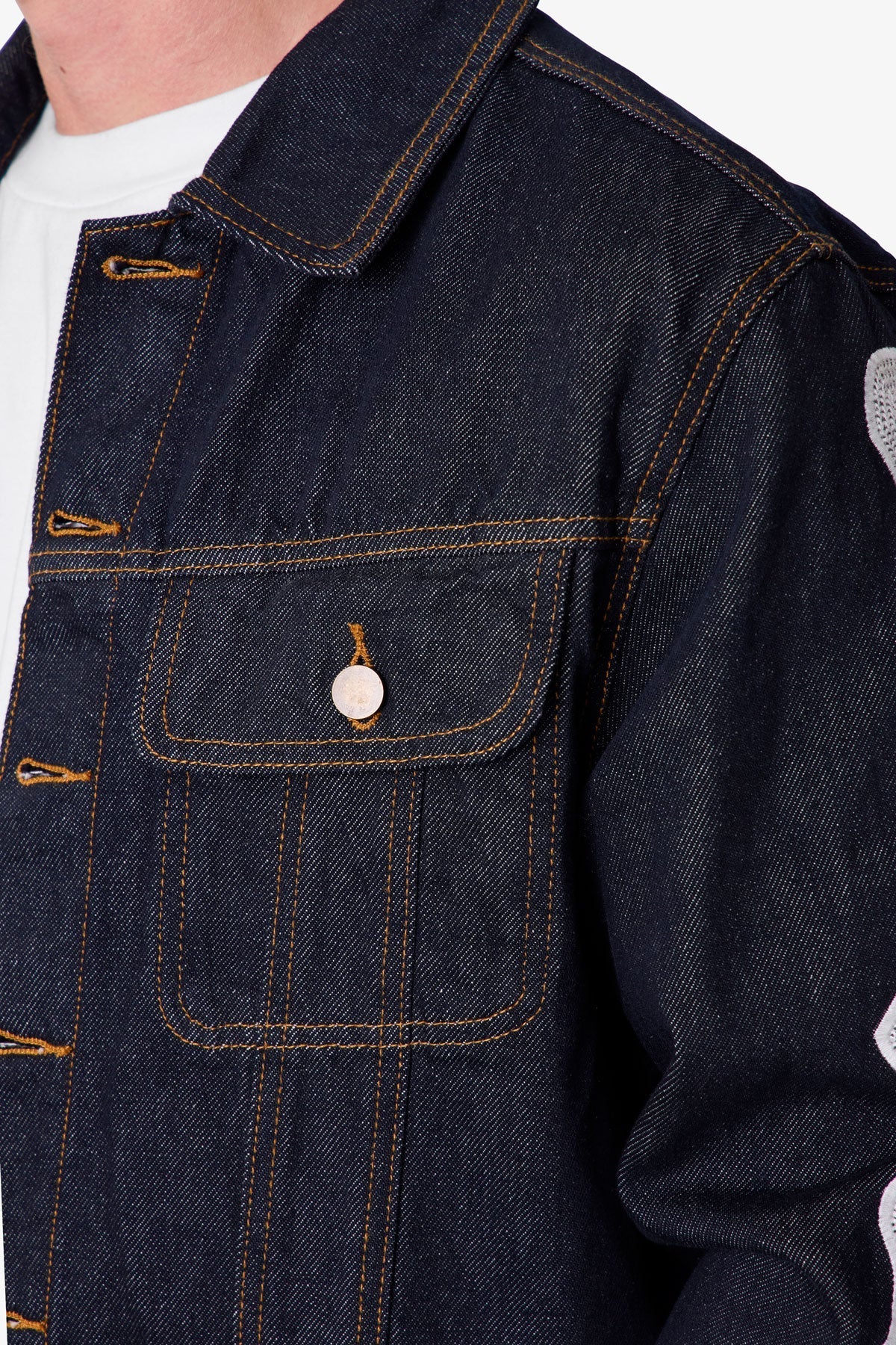 Raw Skeleton Trucker Jacket | Rinsed Indigo