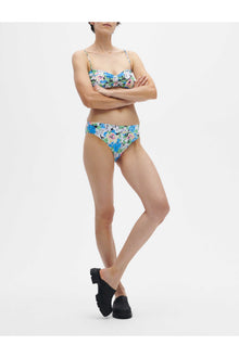Recycled Printed Recycled Printed Gathered Bandeau Bikini Top | Floral Azure Blue