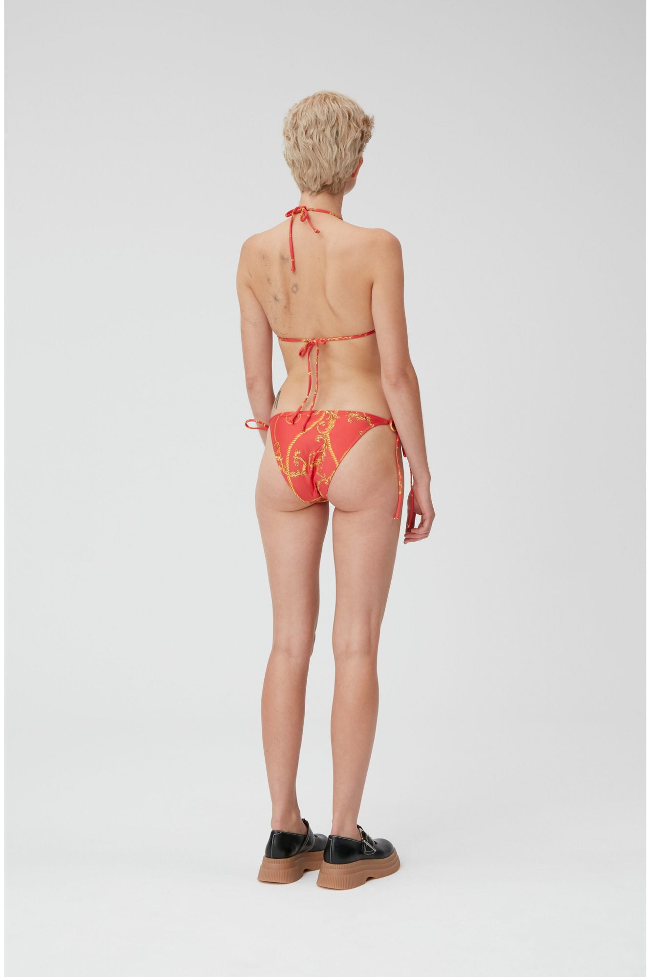 Recycled Printed String Bikini Top | High Risk Red