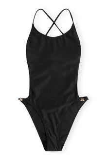Recycled Solid String Swimsuit | Black
