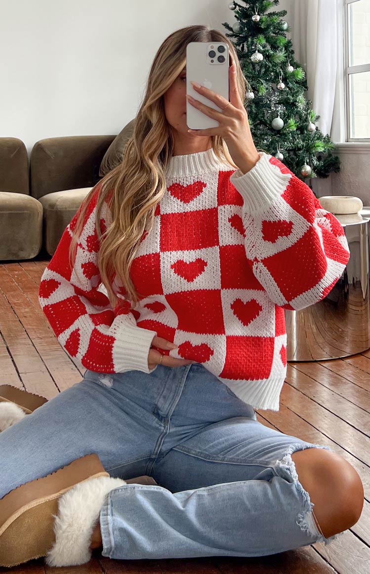 Heart Patchwork Jumper | Red