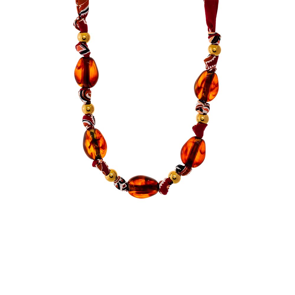 Amber Bandana Beaded Amber Necklace - Adina's Jewels
