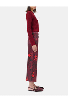 Red Printed Satin Maxi Skirt | Winery