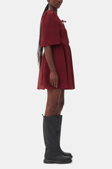 Red Sheer Tie String Wrap Dress | Winery