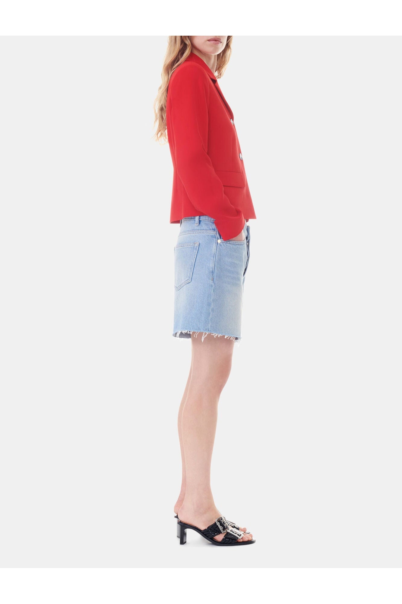 Red Twill Suiting Fitted Blazer | Barbados Cherry