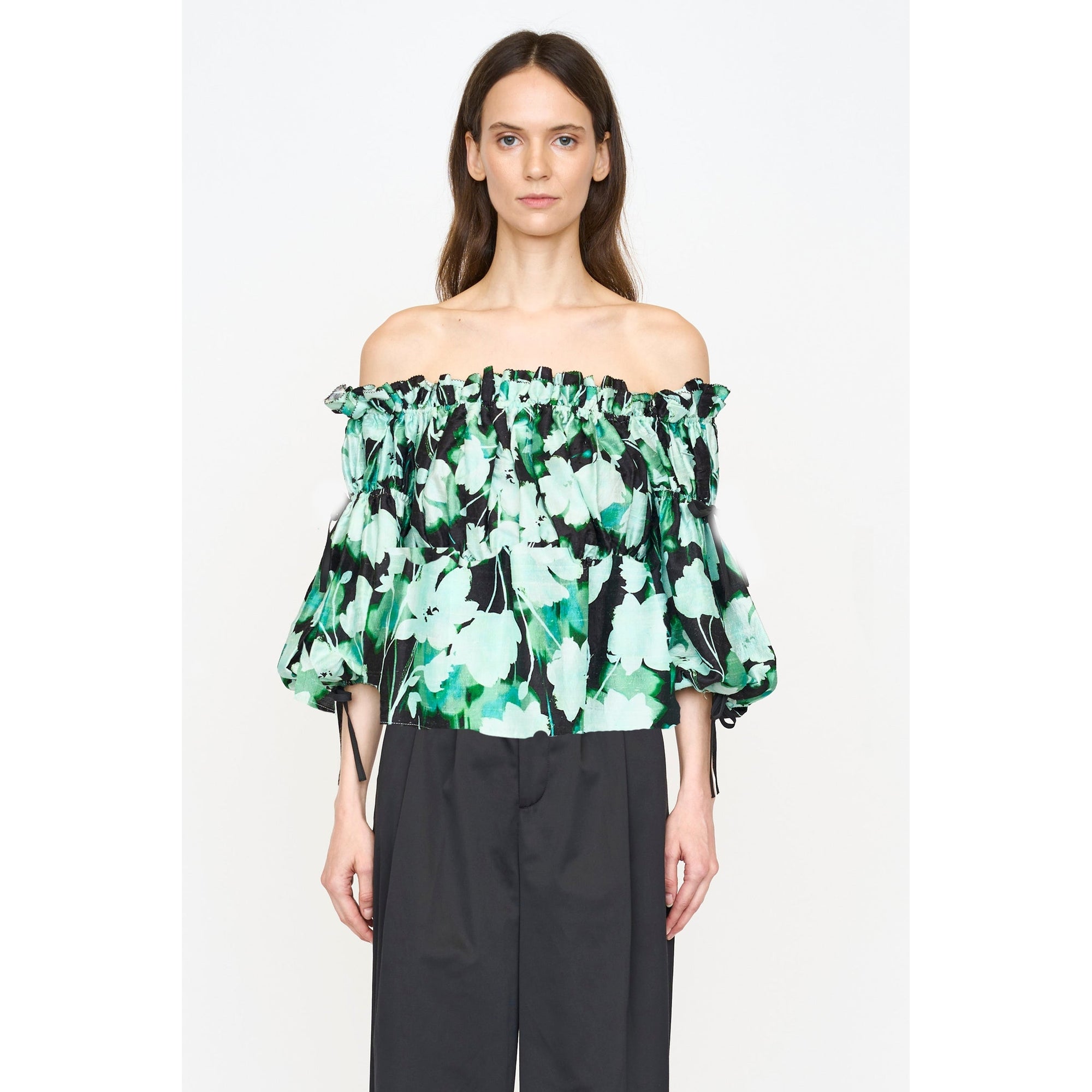 Regina Top | Mint Shadow Flower