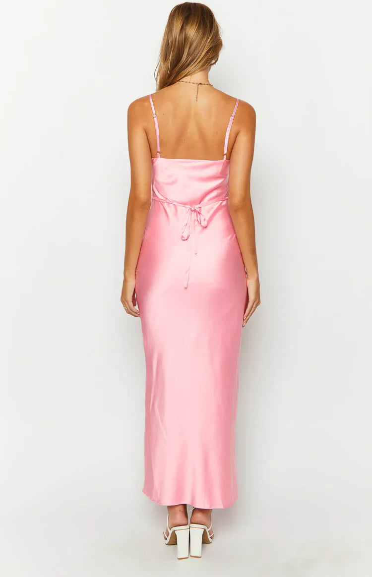 Renesmee Satin Maxi Dress | Pink