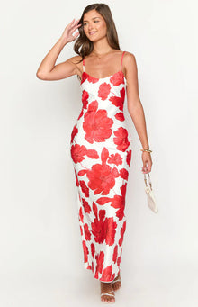 Renesmee Anemone Floral Print Maxi Dress | Red