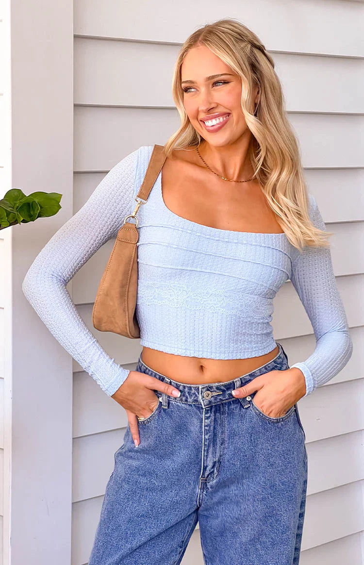 Vida Long Sleeve Top | Light Blue