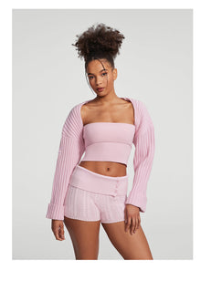 Ribbed Knit Shrug | Ballet Pink
