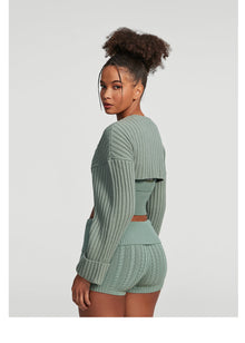 Ribbed Knit Shrug | Sage Green