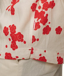 Ridley Blossom Print Relaxed Fit Resort Placket Overhead Shirt Plum Colour | Red